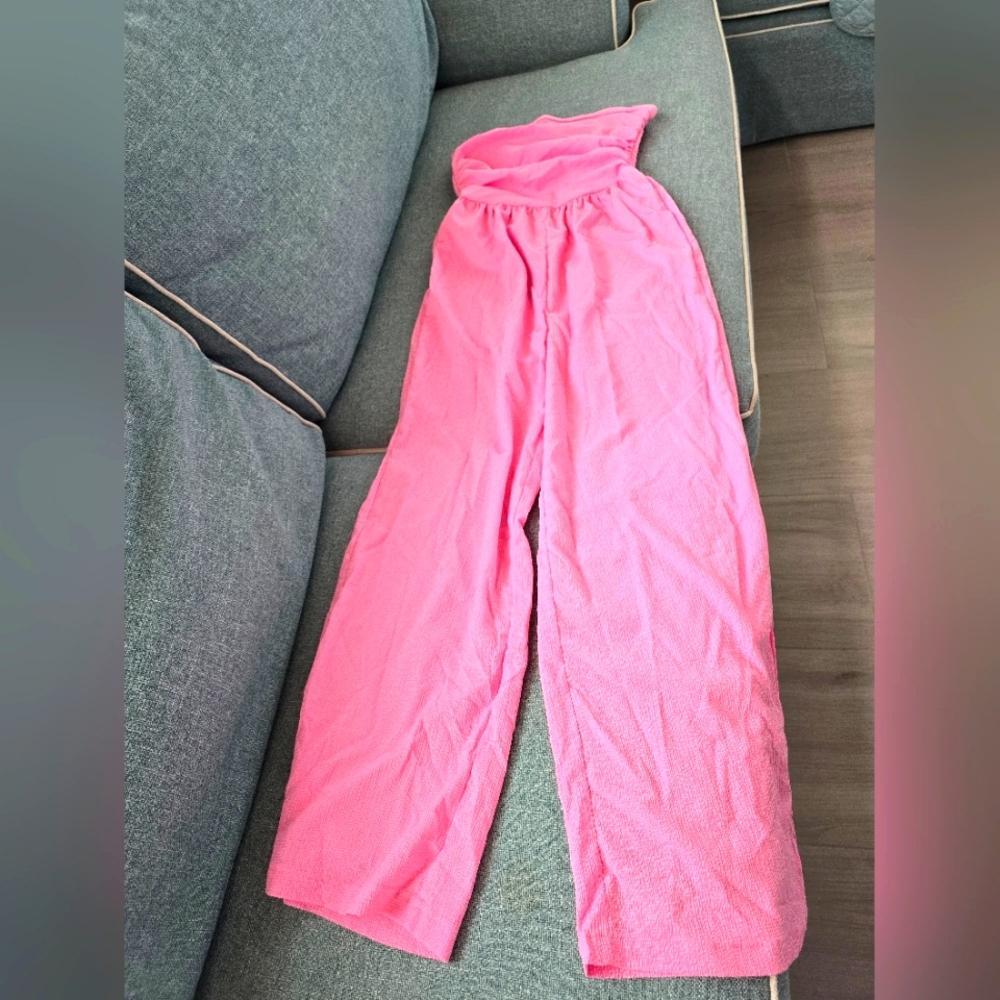 Pink Smocked pant romper